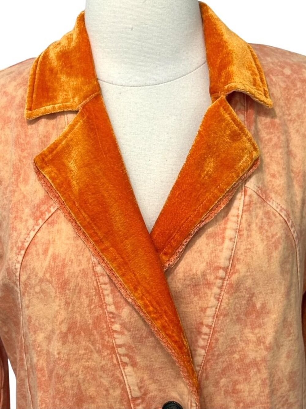 Aratta Silent Journey Colonel Jacket Blazer Velvet Collar Orange Boho Size XS - Picture 3 of 12